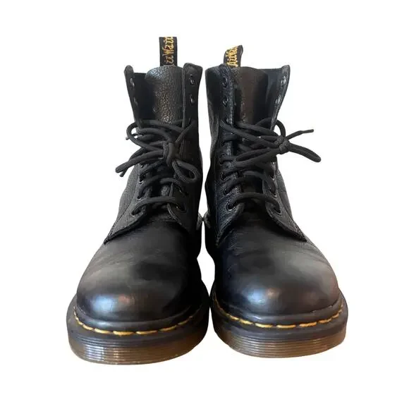 Dr. Martens Pascal Black Pebbled Leather Combat Boots – Women’s 8 / EU 39 - Picture 2 of 9